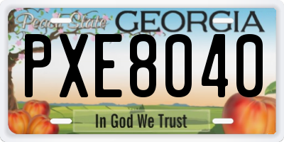 GA license plate PXE8040