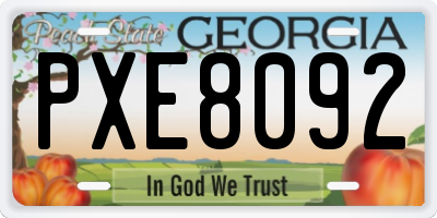 GA license plate PXE8092