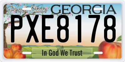 GA license plate PXE8178