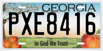 GA license plate PXE8416