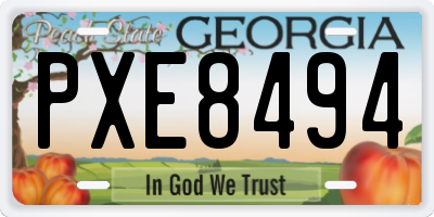 GA license plate PXE8494