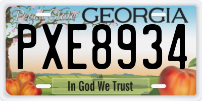 GA license plate PXE8934