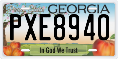 GA license plate PXE8940