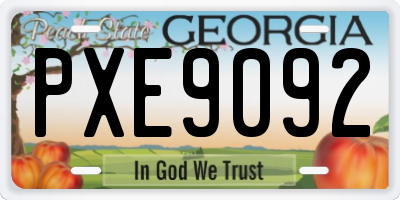 GA license plate PXE9092