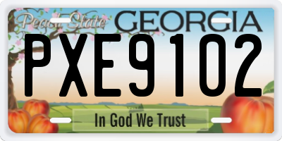 GA license plate PXE9102