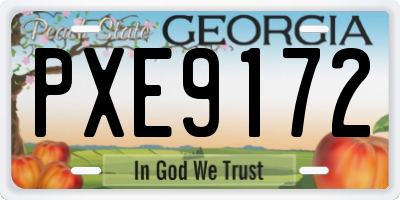 GA license plate PXE9172