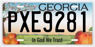 GA license plate PXE9281