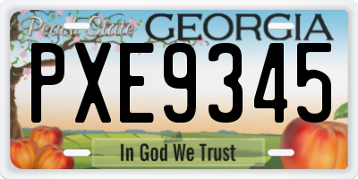 GA license plate PXE9345
