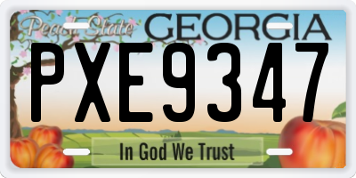 GA license plate PXE9347