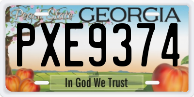 GA license plate PXE9374