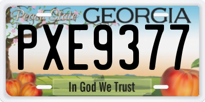 GA license plate PXE9377