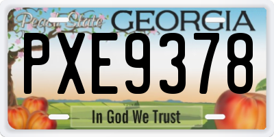 GA license plate PXE9378