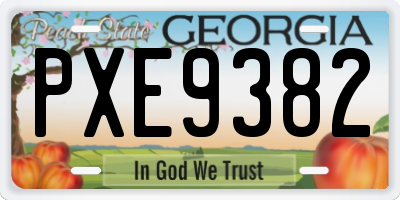 GA license plate PXE9382