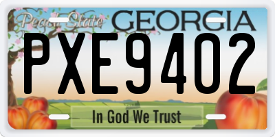 GA license plate PXE9402