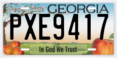 GA license plate PXE9417