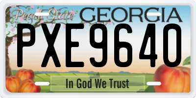 GA license plate PXE9640