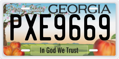 GA license plate PXE9669