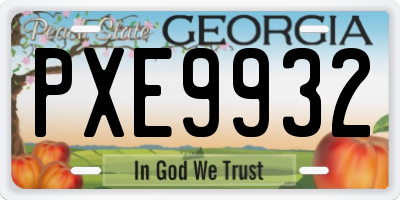 GA license plate PXE9932