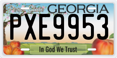 GA license plate PXE9953