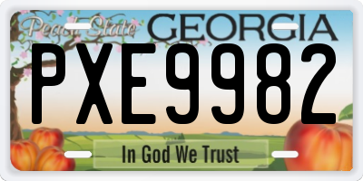 GA license plate PXE9982