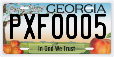 GA license plate PXF0005