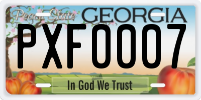 GA license plate PXF0007