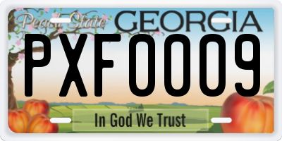 GA license plate PXF0009
