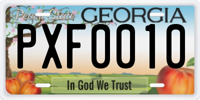 GA license plate PXF0010