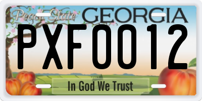 GA license plate PXF0012