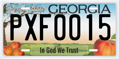 GA license plate PXF0015
