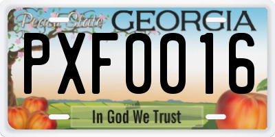 GA license plate PXF0016