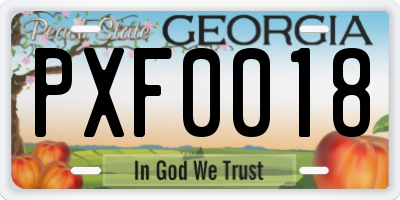 GA license plate PXF0018