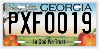 GA license plate PXF0019