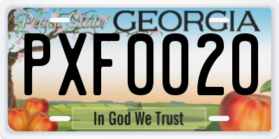 GA license plate PXF0020