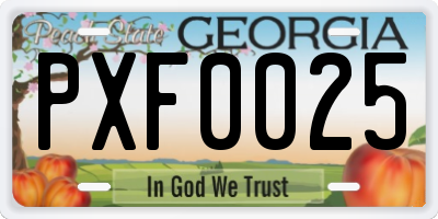 GA license plate PXF0025
