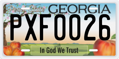 GA license plate PXF0026