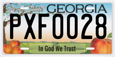 GA license plate PXF0028