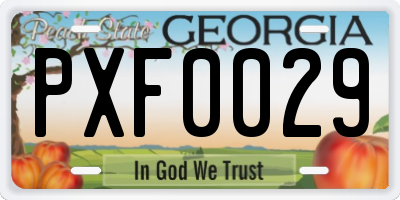 GA license plate PXF0029