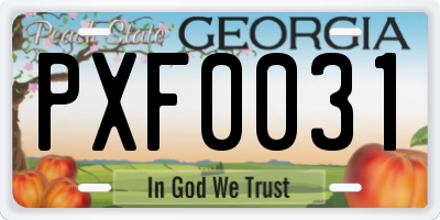 GA license plate PXF0031