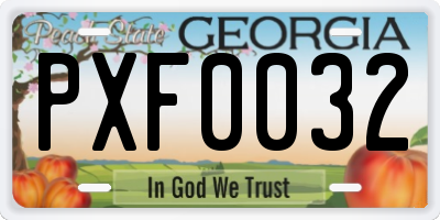 GA license plate PXF0032