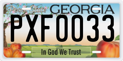 GA license plate PXF0033