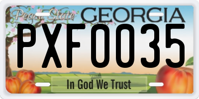 GA license plate PXF0035