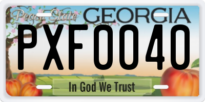 GA license plate PXF0040