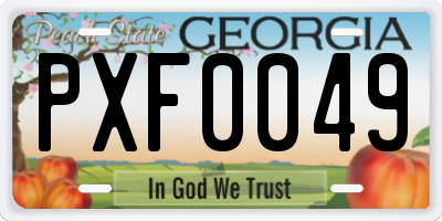 GA license plate PXF0049