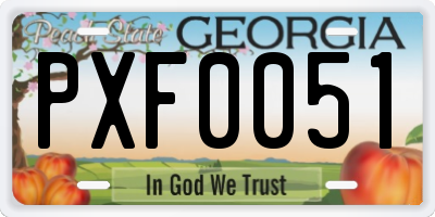 GA license plate PXF0051