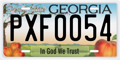 GA license plate PXF0054