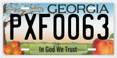GA license plate PXF0063