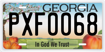 GA license plate PXF0068