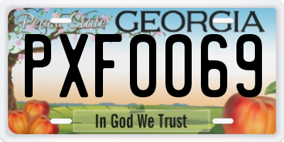 GA license plate PXF0069