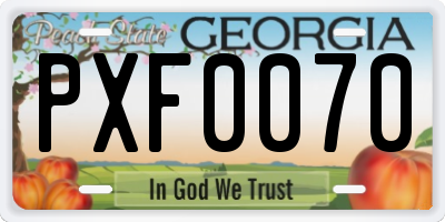 GA license plate PXF0070
